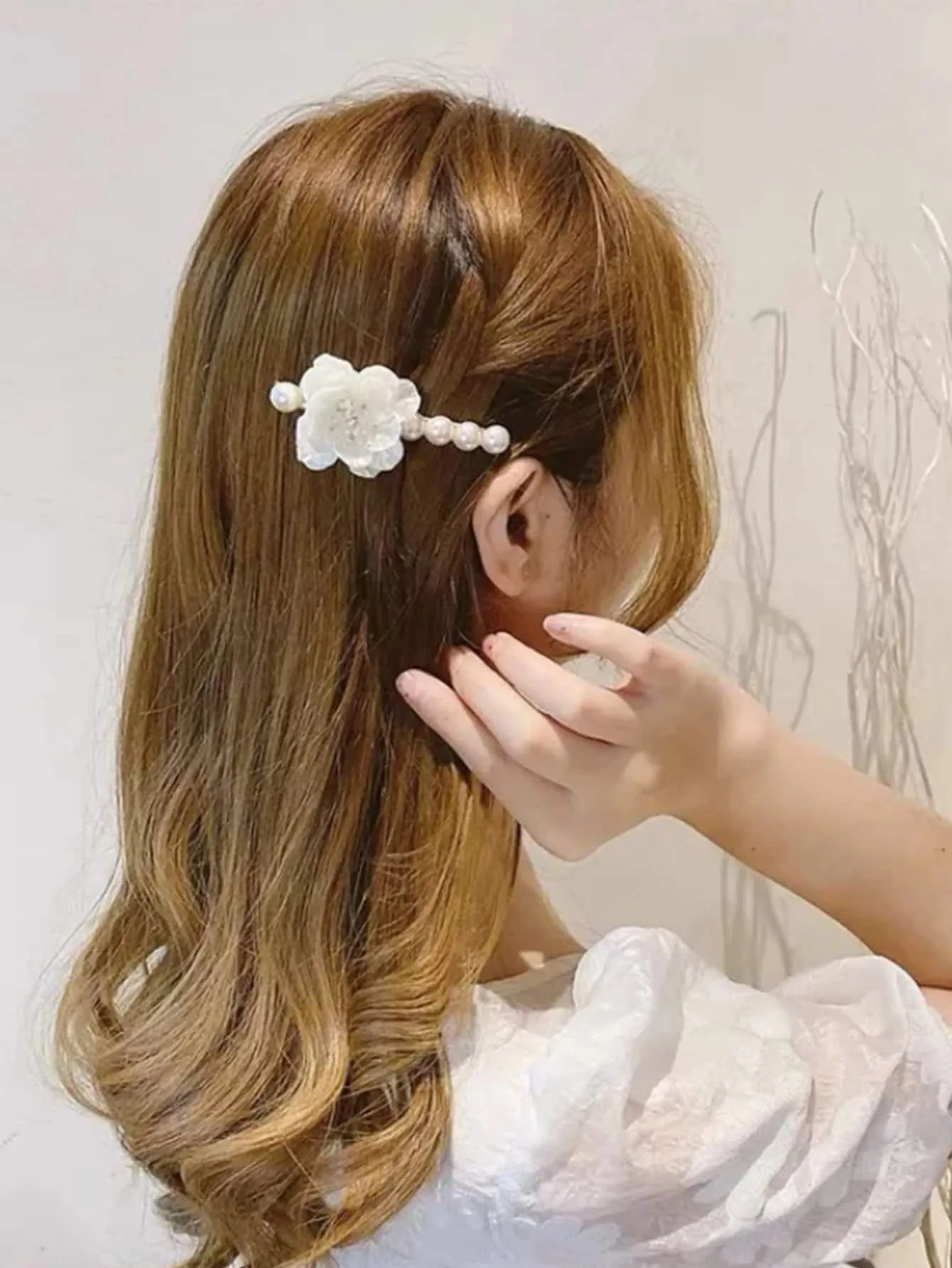 Abalone Seashell Pearl Pearl 2 PC Hair Clip Set, Wedding Alligator Hairclip, Ivory Off White Pearl Bridal Hairclips