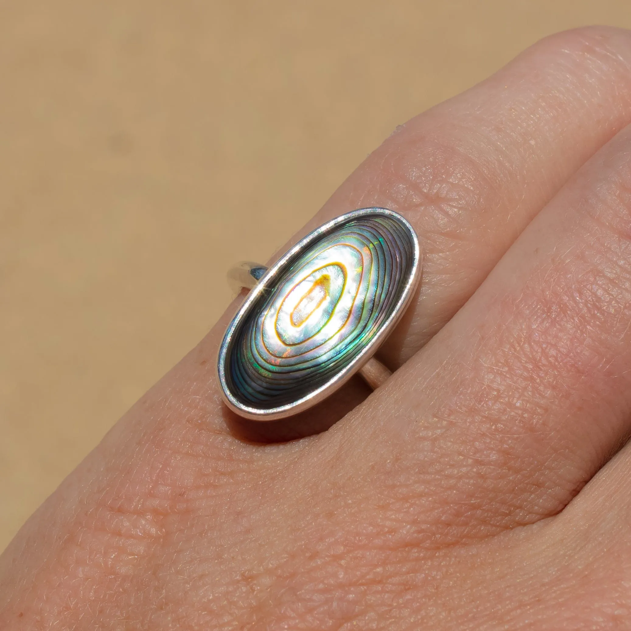 Abalone Shell Ring- Elongated