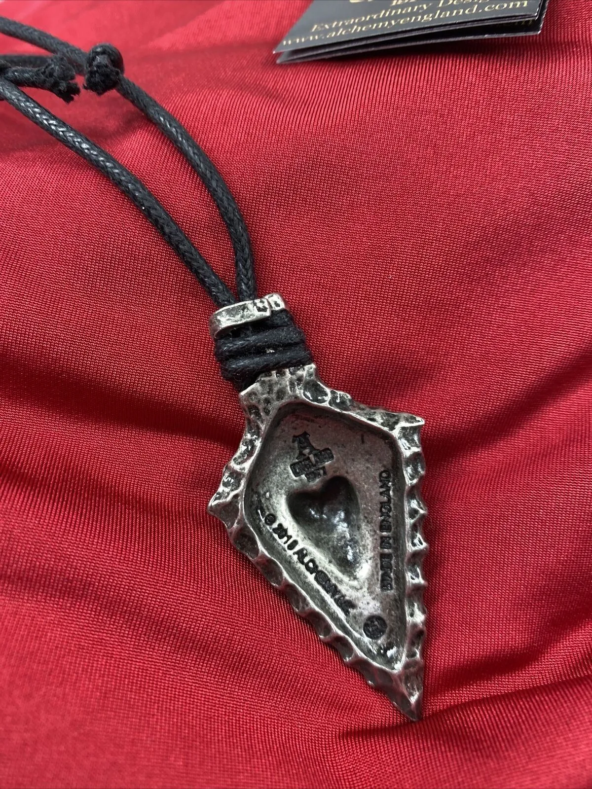 Alchemy Gothic P731 CAPITANEUS NECKLACE Skull Flint Arrowhead Pendant  Cord