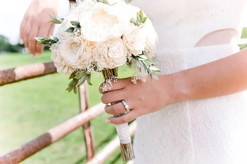 All Ivory Bouquet with Baby's Breath and Greenery