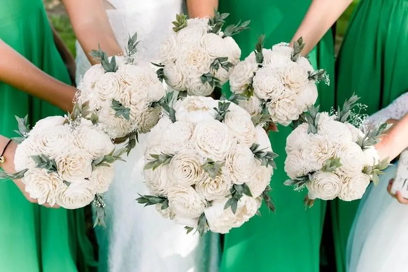 All Ivory Bouquet with Baby's Breath and Greenery