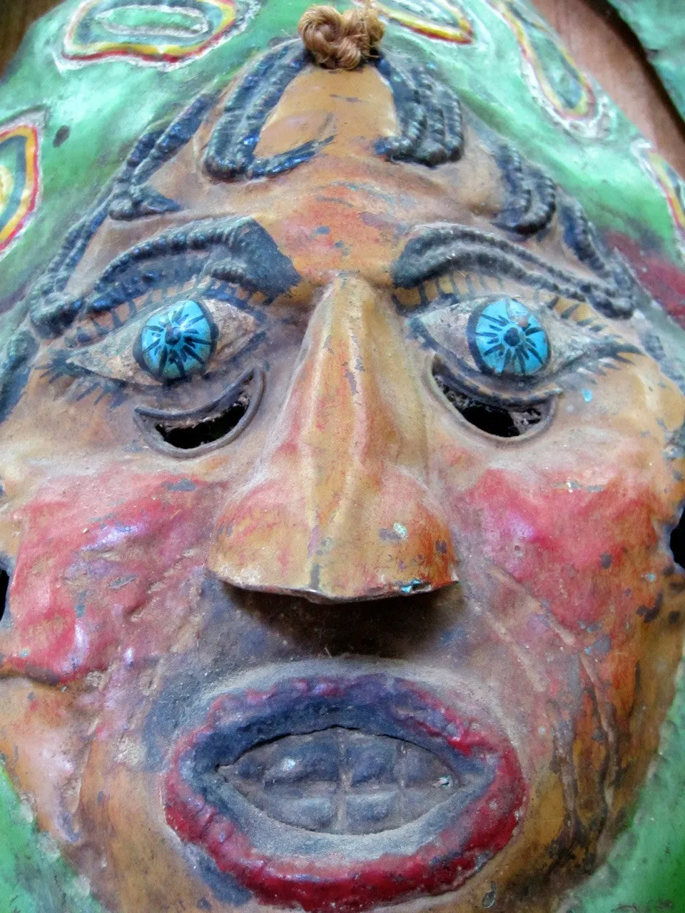 Antique Copper Frog Mask from Mexico
