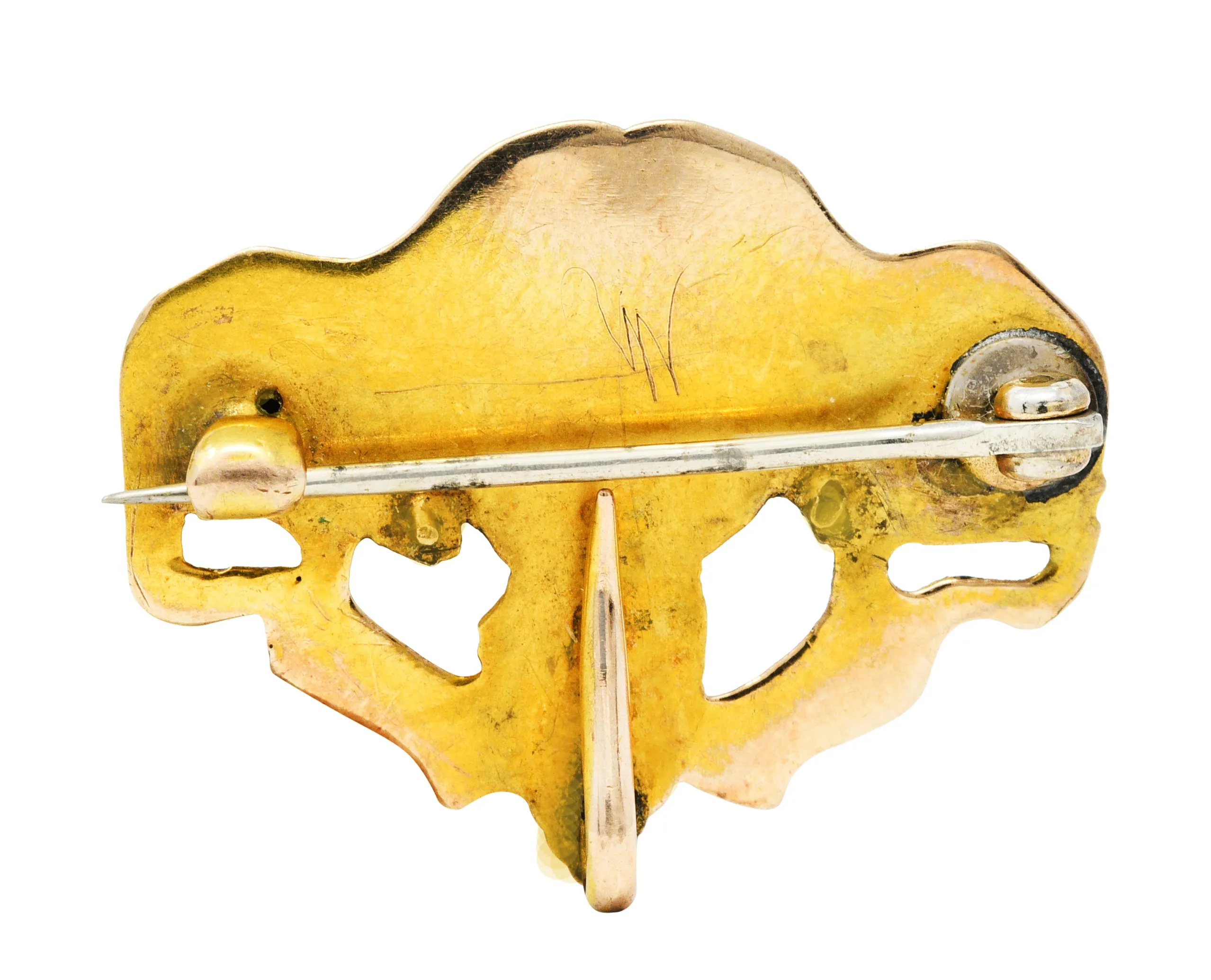 Art Nouveau 14 Karat Gold Dionysus Maenad Nymph Brooch