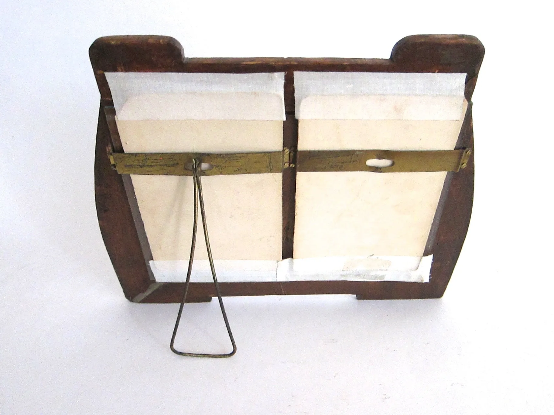 Art Nouveau Wood & Sterling Silver Double Picture Frame