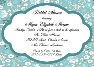 ASSORTED WHITE FLOWERS ON TEAL CUSTOM INVITATION