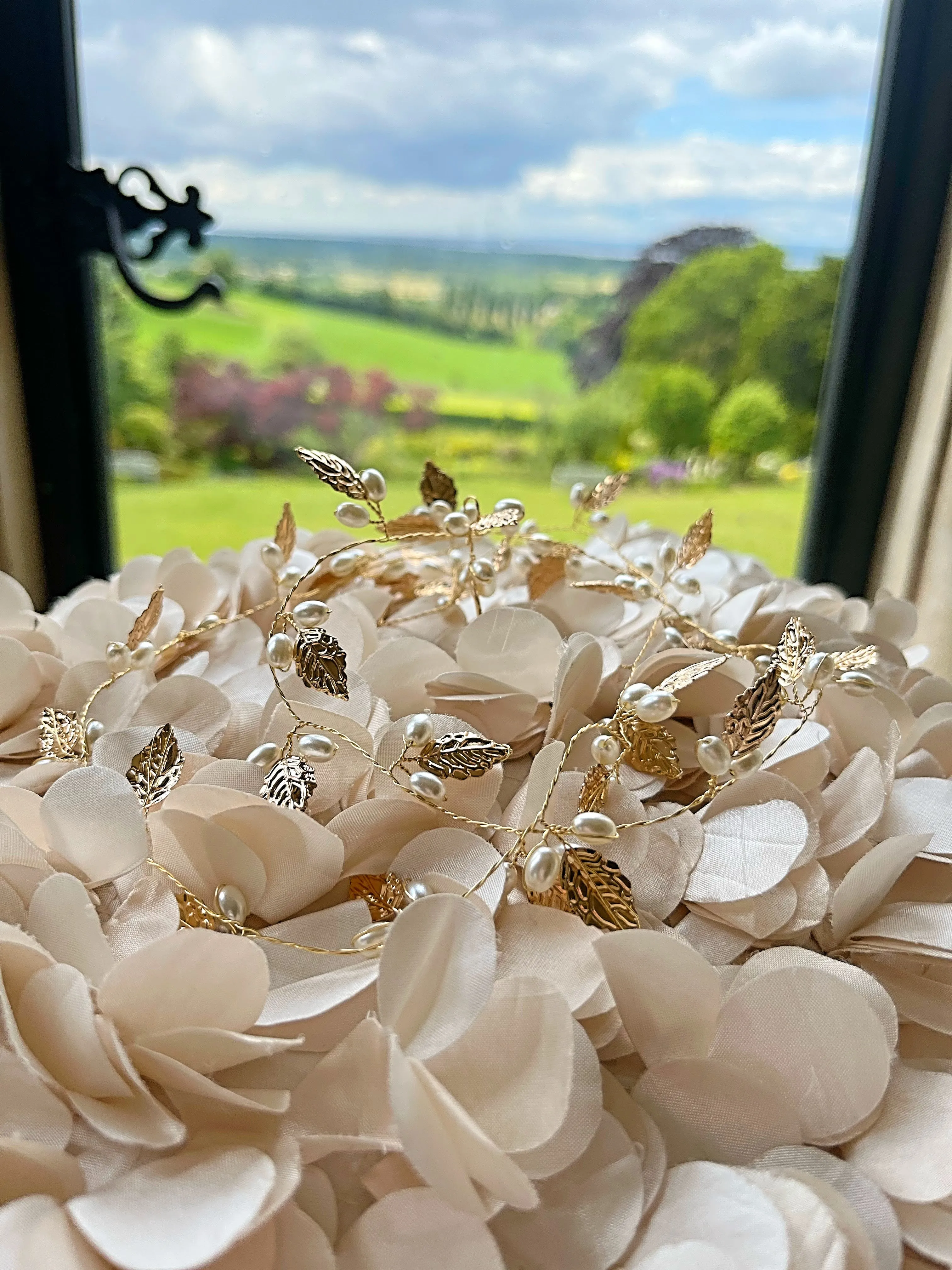 Autumn Gold Leaf Hair Vine (Long Version 41 Inches) Bridal Wedding