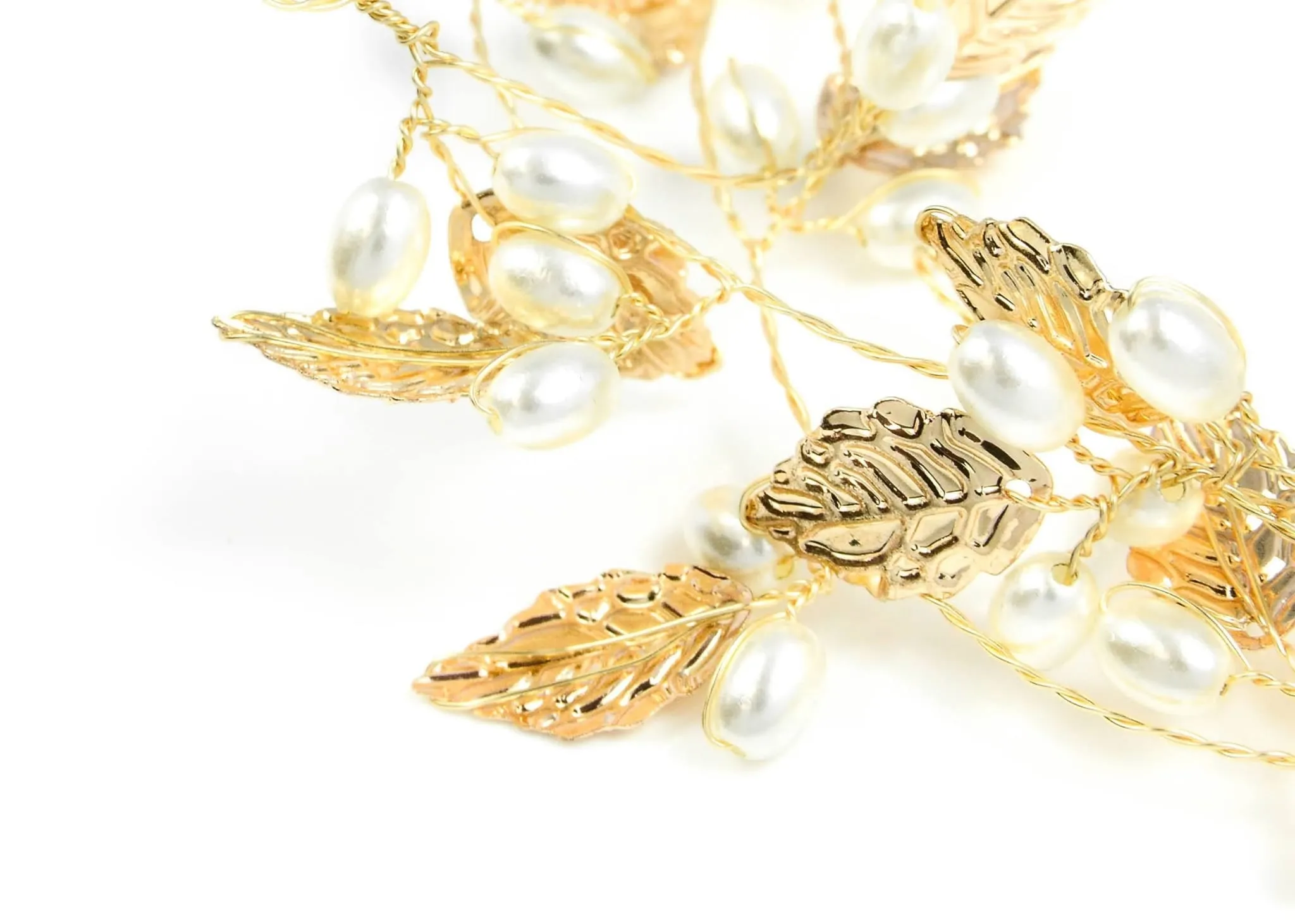 Autumn Gold Leaf Hair Vine (Long Version 41 Inches) Bridal Wedding