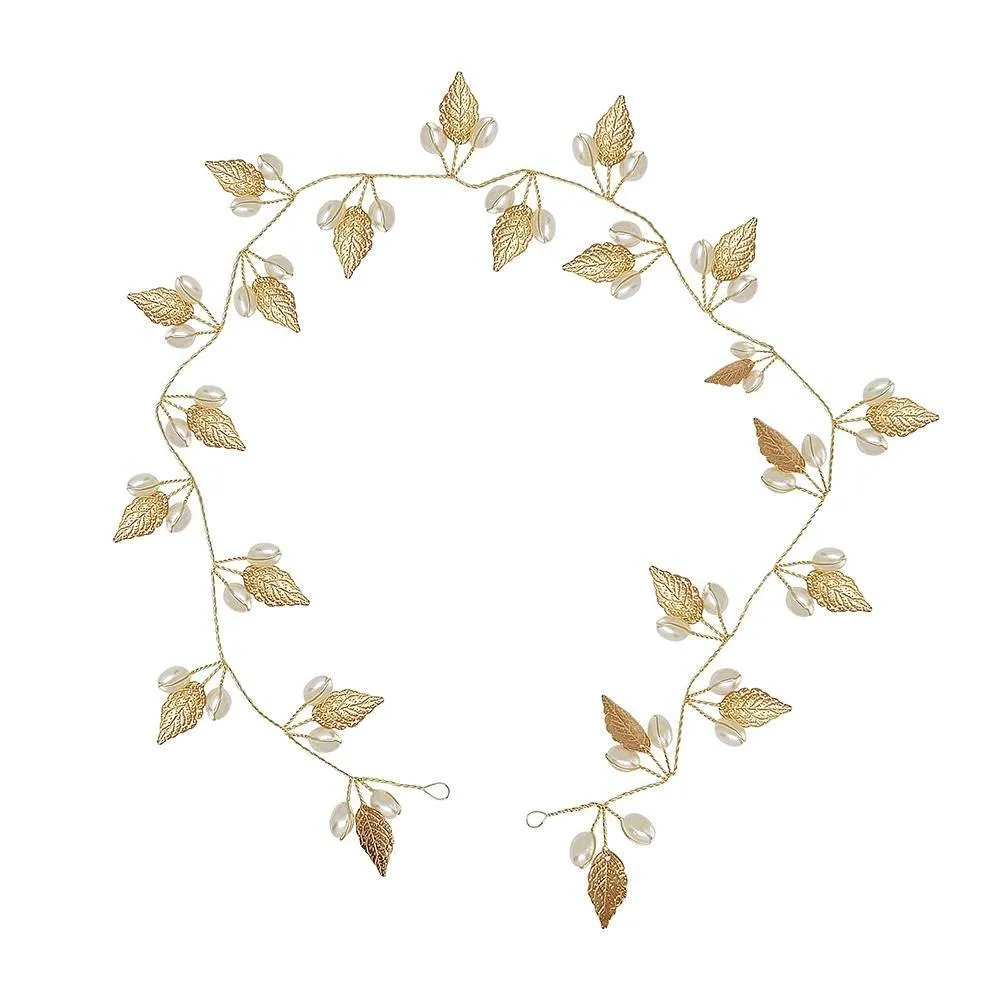 Autumn Gold Leaf Hair Vine (Long Version 41 Inches) Bridal Wedding