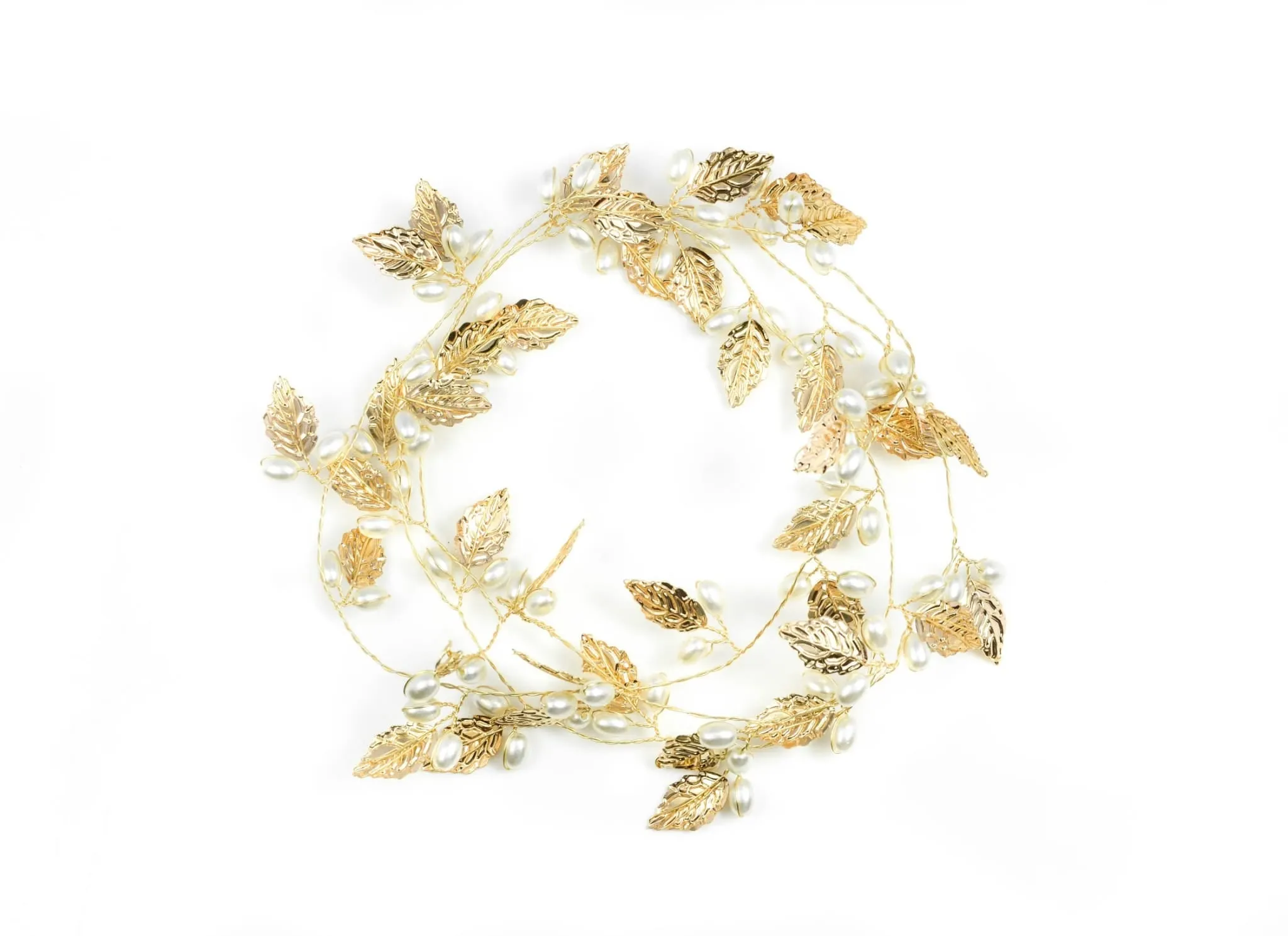 Autumn Gold Leaf Hair Vine (Long Version 41 Inches) Bridal Wedding