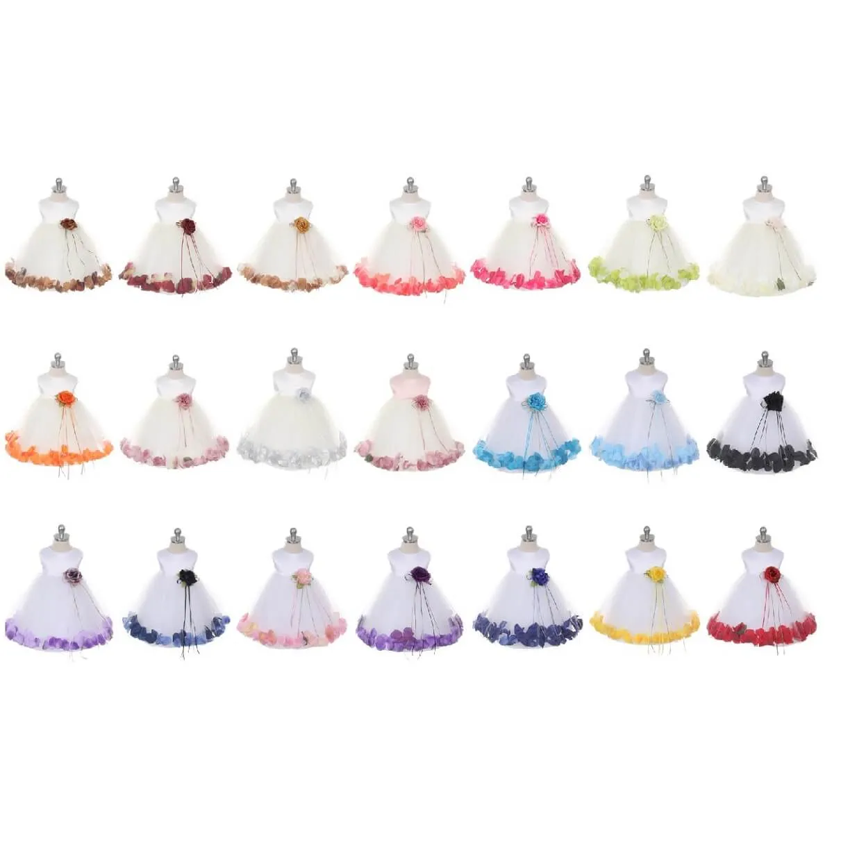 Baby Kenza - Bridal Ivory with Choice of 21 Colour Petals