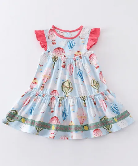 Balloon Festival Tiered Play Wear Dress w/ Hair Ciip