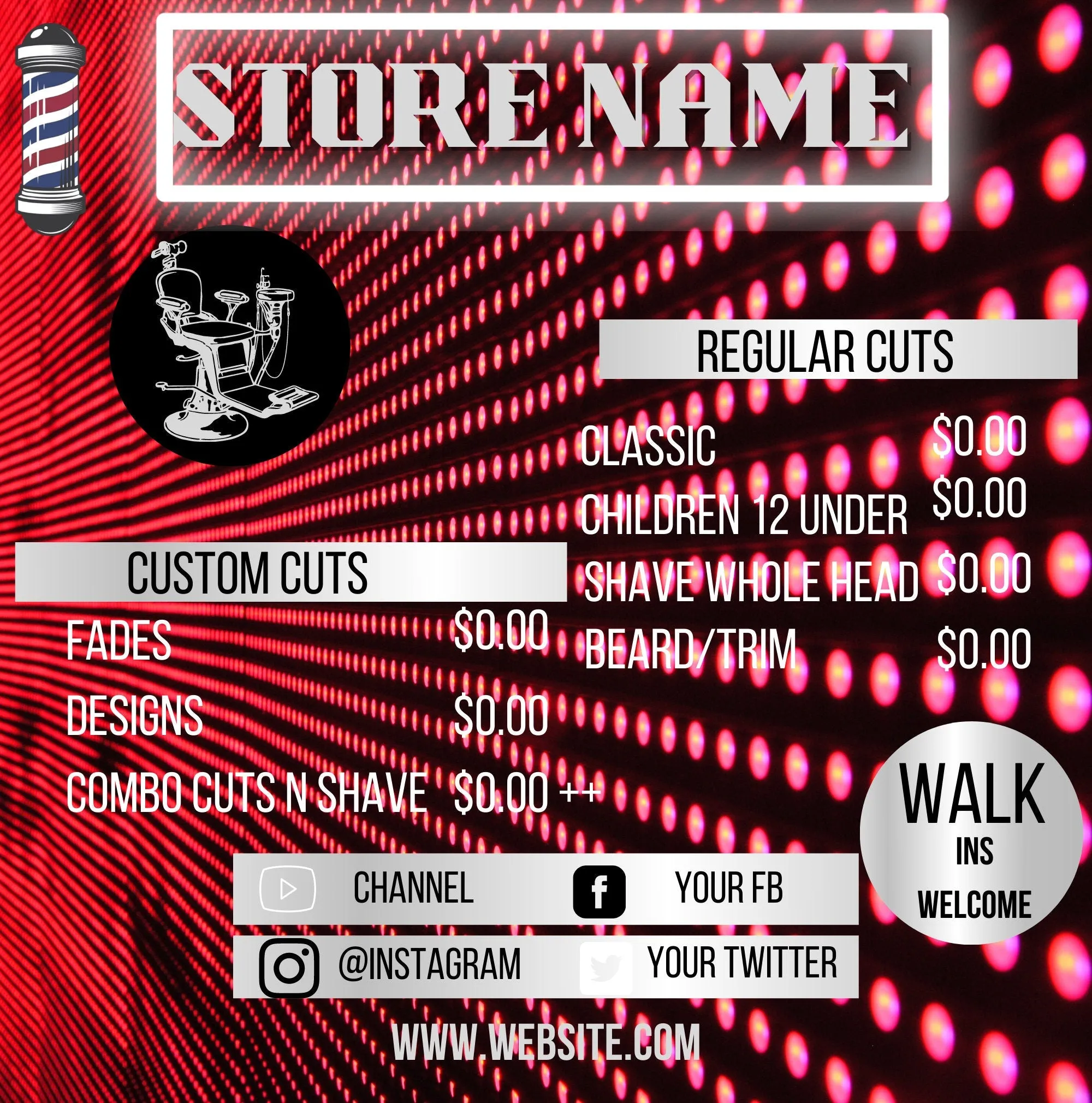 BARBER Shop Cuts Price List template Buy 1 get 2 free, Barber Flyer, diy , Pricelist Flyer, Haircut Flyer - Edit with Canva all 3 flyers