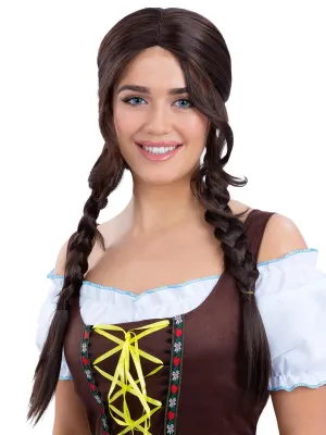 Bavarian Maid Brown Braid Oktoberfest Wig