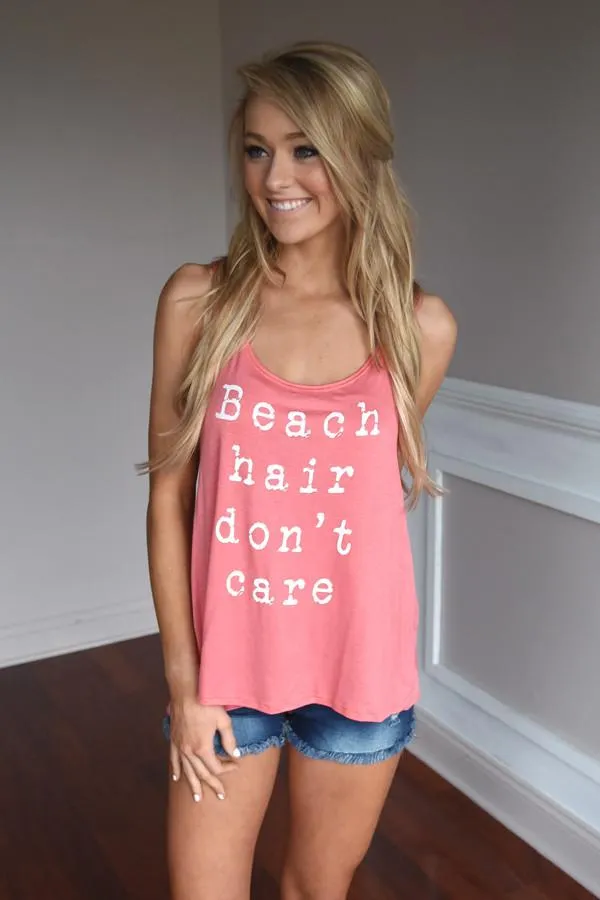 Beach Hair Tank ~ Coral