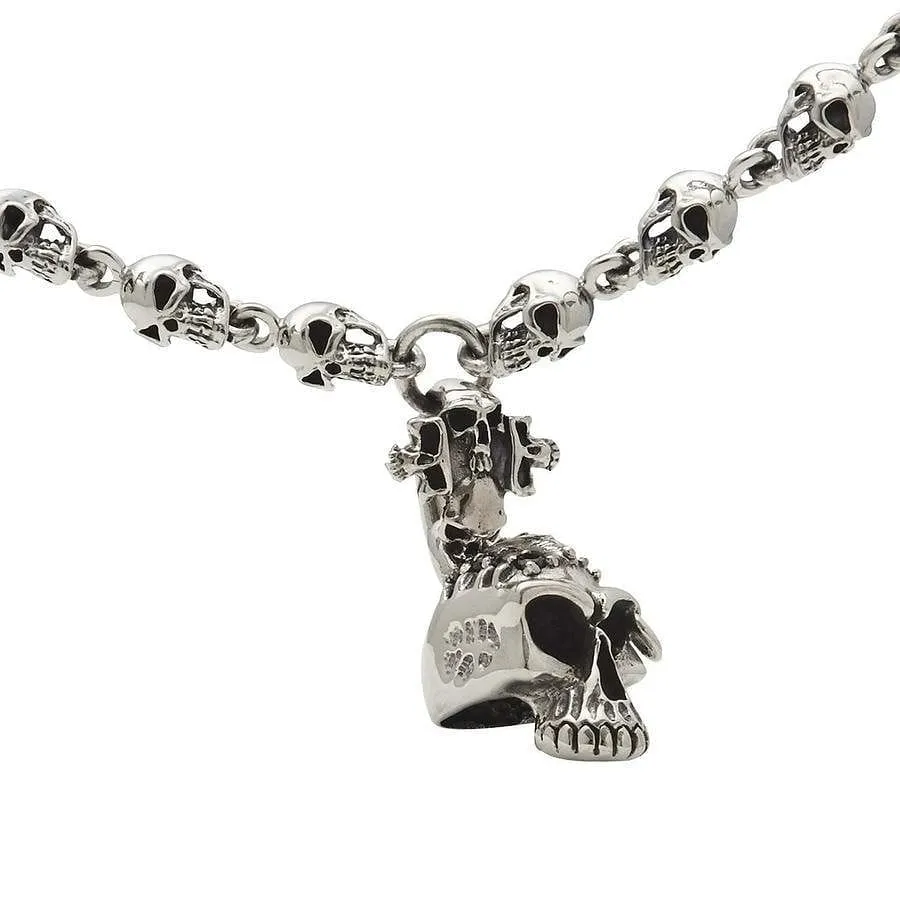 Biker Punk Skull Sterling Silver Necklace