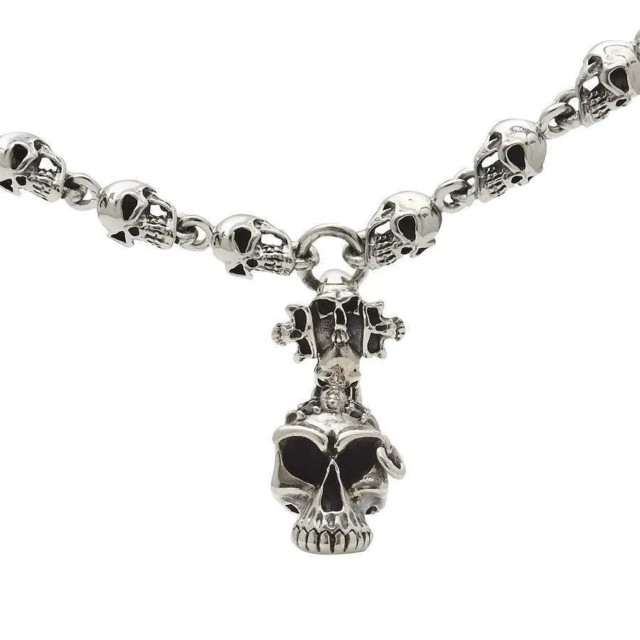 Biker Punk Skull Sterling Silver Necklace