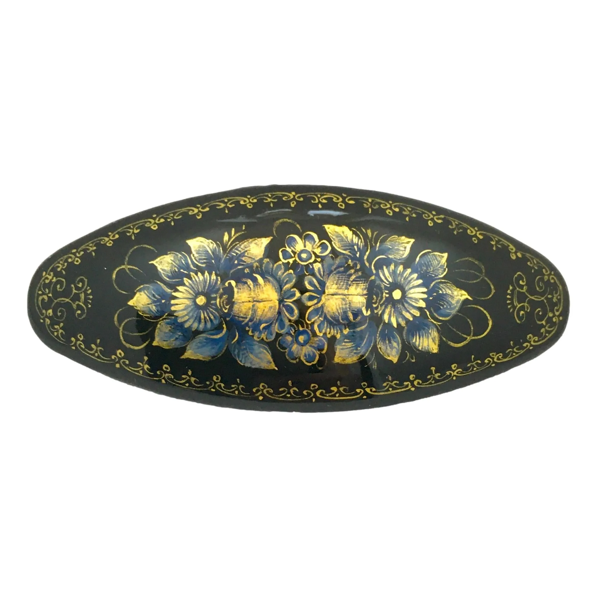 Black Blue Flowers Traditional Hair Clip
