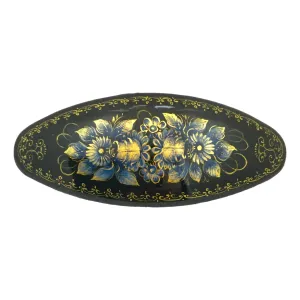 Black Blue Flowers Traditional Hair Clip