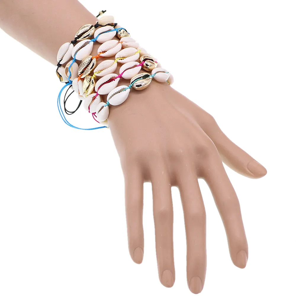 Black Cowrie Sea Shell Adjustable Bracelet