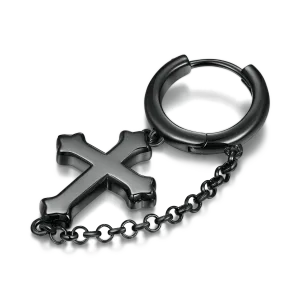 Black Gothic Cross Dangly Earring