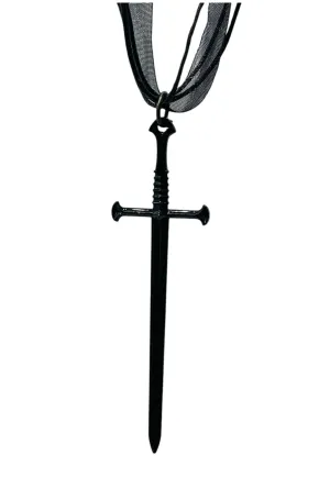 Black Long Sword Necklace