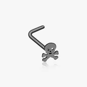 Blackline Pirate Skull L-Shaped Nose Ring