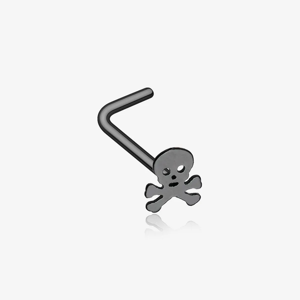 Blackline Pirate Skull L-Shaped Nose Ring