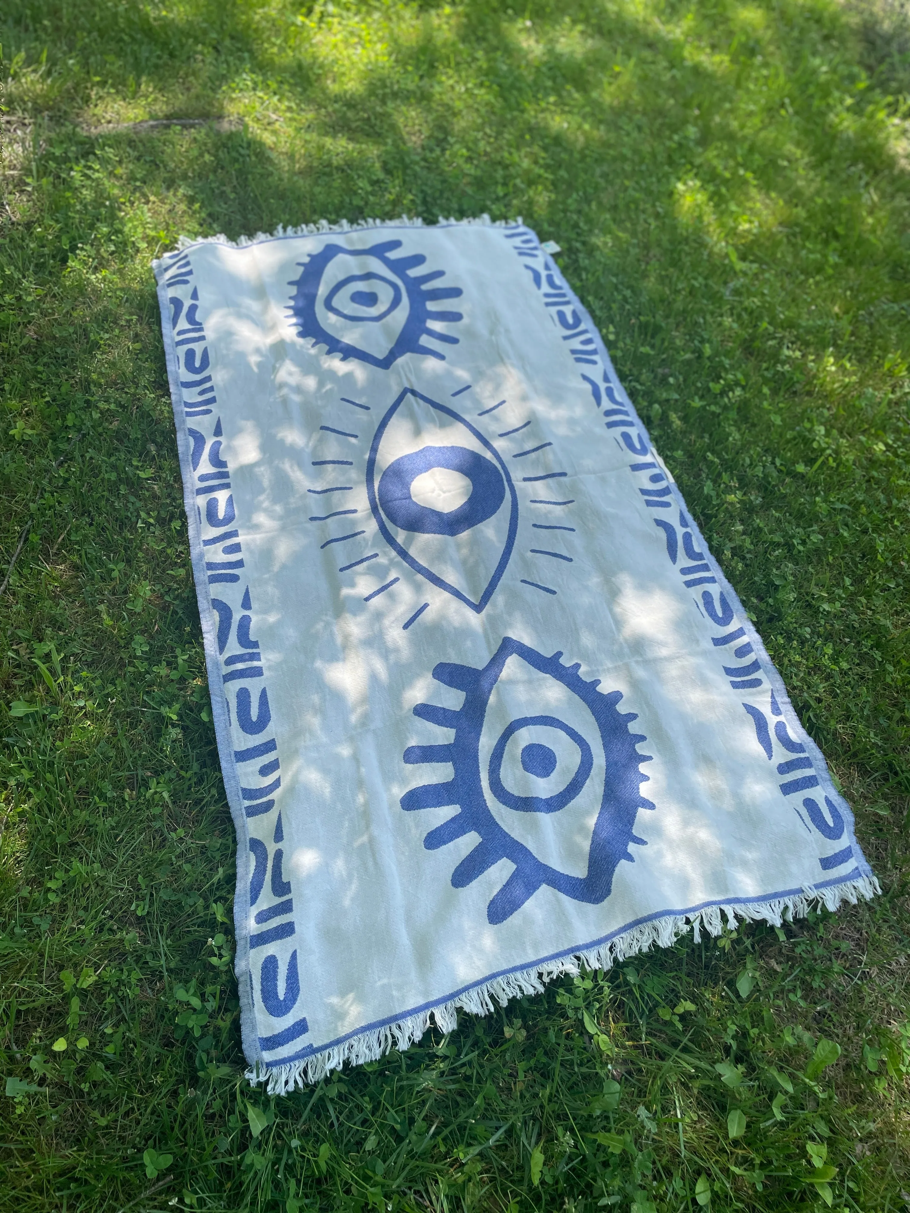 Blue Beach Towel – Celest Jacquard Weave
