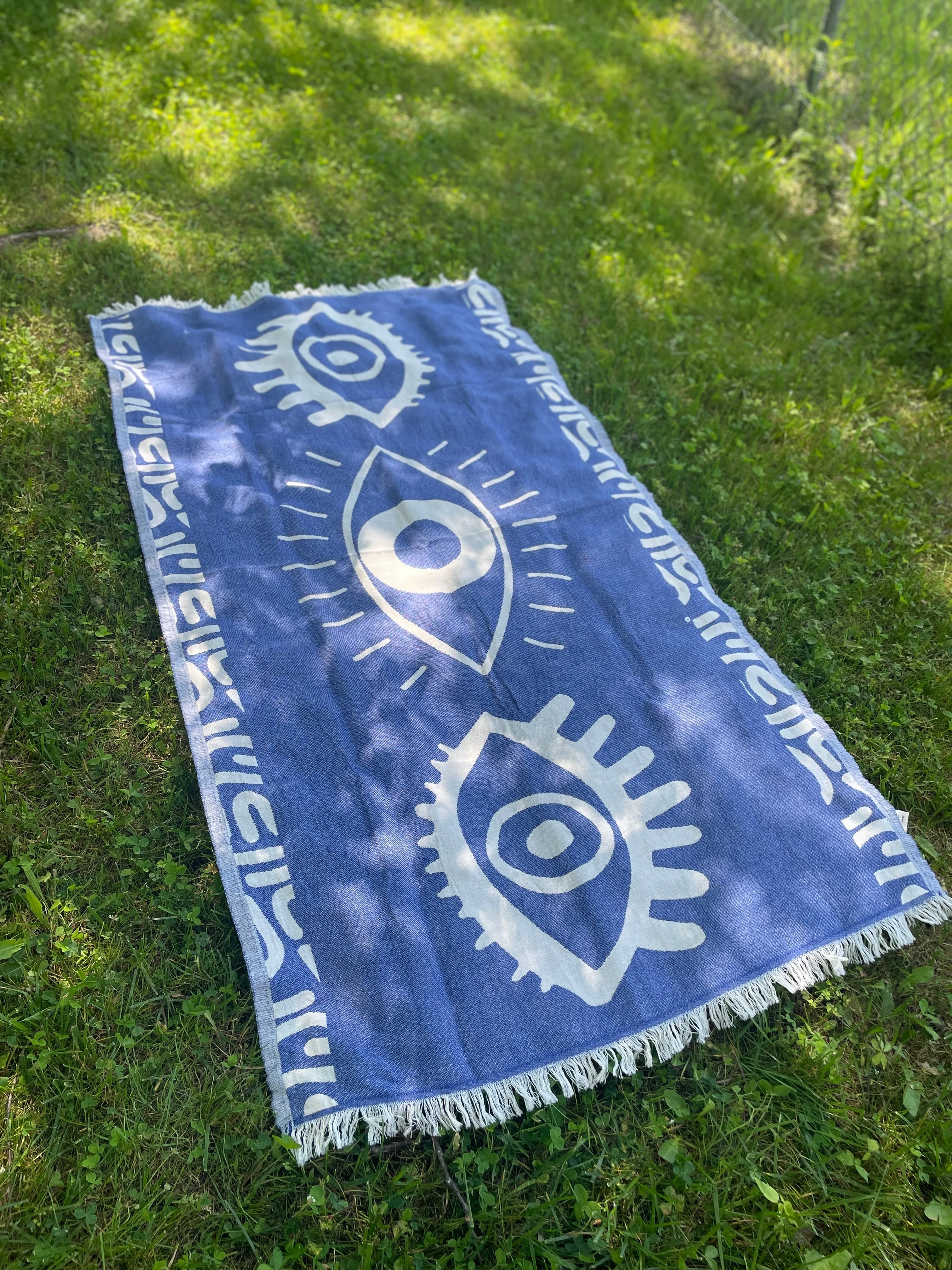 Blue Beach Towel – Celest Jacquard Weave