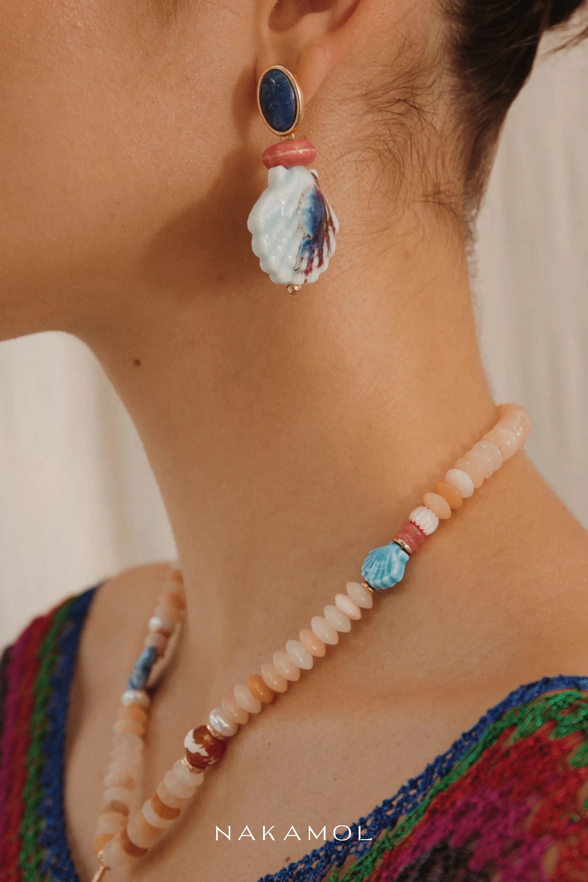 Blue Shell Drop Earrings