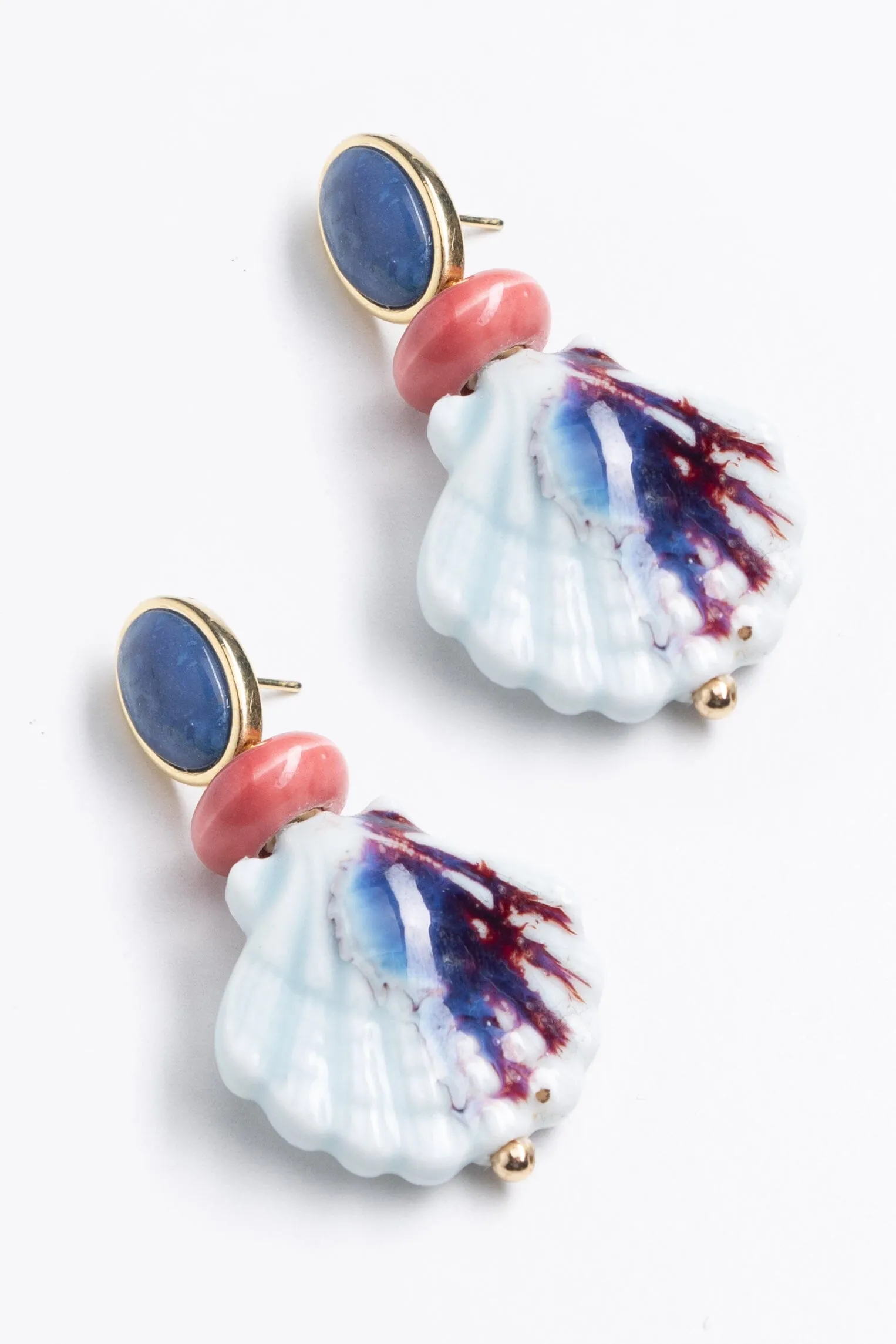 Blue Shell Drop Earrings