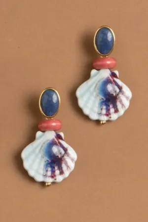 Blue Shell Drop Earrings