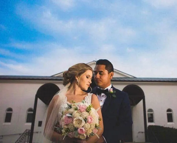 Blush and Ivory Bouquet with Lamb's Ear and Spiral Eucalyptus Greenery