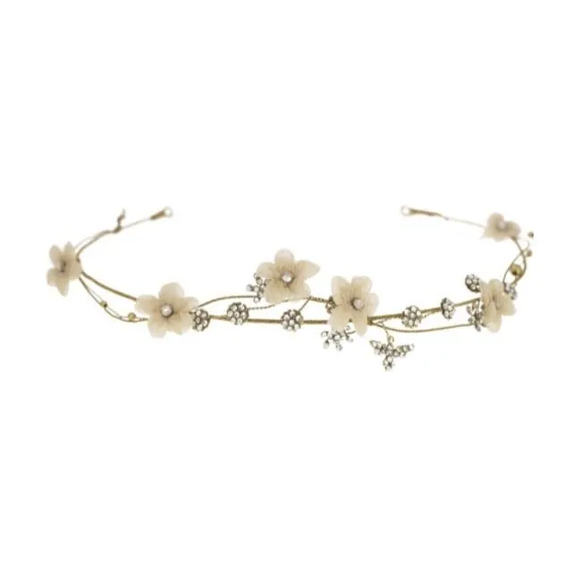 Blush Flower Crown with Dragonflies