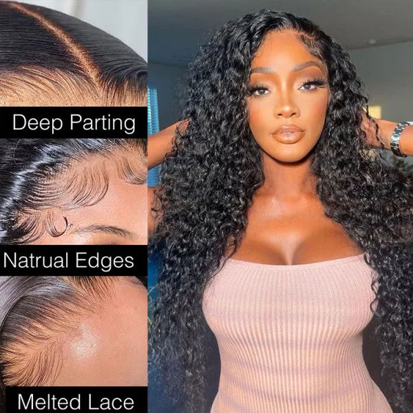 Brazilian Deep Wave 180% Density 13X4 Lace Front Human Hair Wigs For Women
