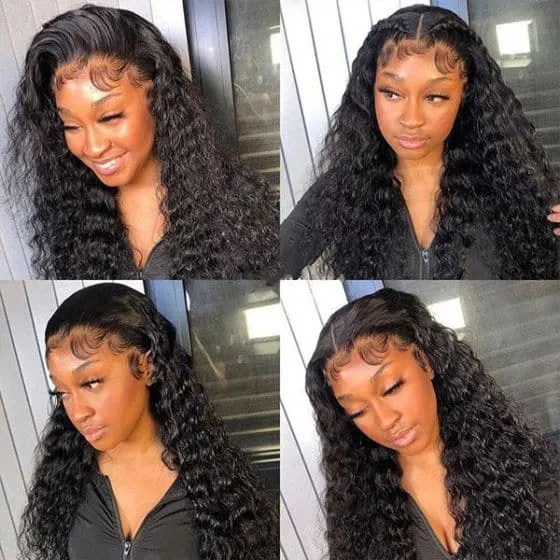 Brazilian Deep Wave 180% Density 13X4 Lace Front Human Hair Wigs For Women