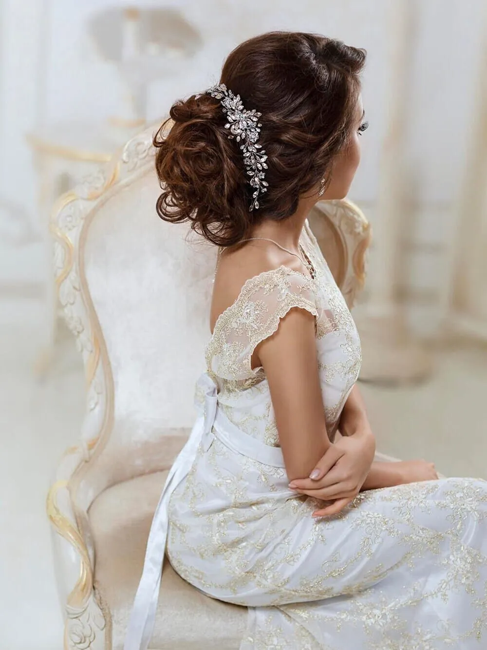 Bridal Crystal Flower Hair Vine, Wedding Rhinestone Floral Headband, Large Crystal Hairpiece, Wedding Headband