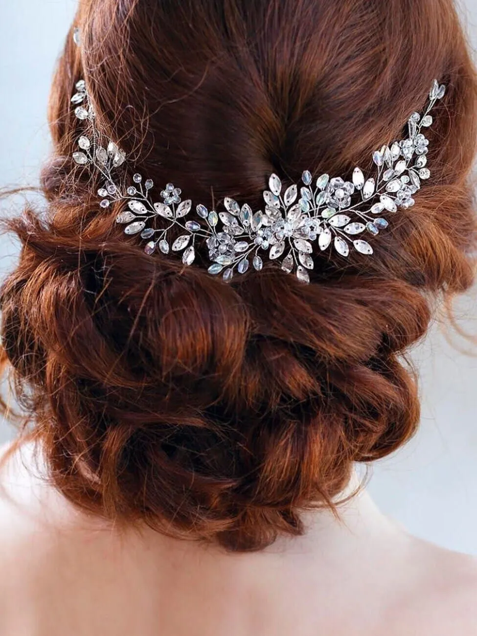 Bridal Crystal Flower Hair Vine, Wedding Rhinestone Floral Headband, Large Crystal Hairpiece, Wedding Headband