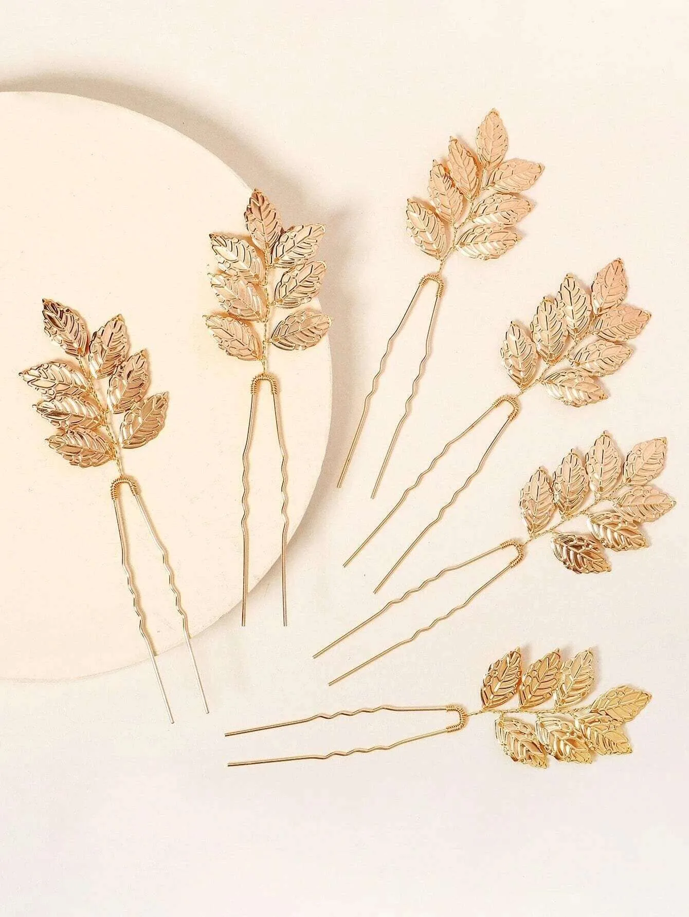 Bridal Gold Leaf 3 PC Hairpin Set, Greek Goddess Hair Pins, Delicate Wedding Head Piece Gold Leaf Hairpin Hair Accessory, Set of 3