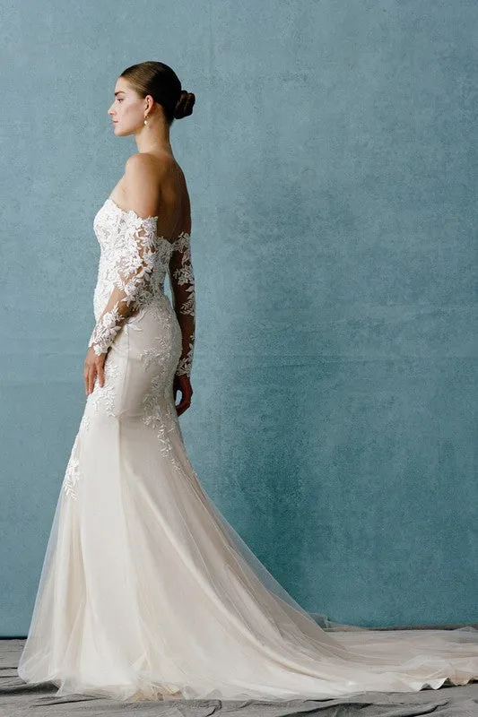 Bridal Gown with Detachable Sleeves