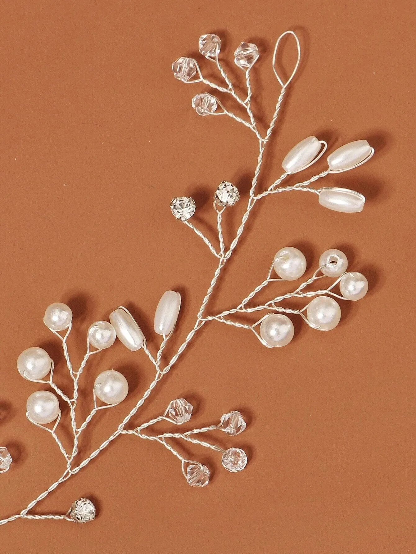 Bridal Pearl Wire Hair Vine, Wedding Headband Tiara, Pearl Leaf Wire Head Wreath, Wedding Pearl Headpiece