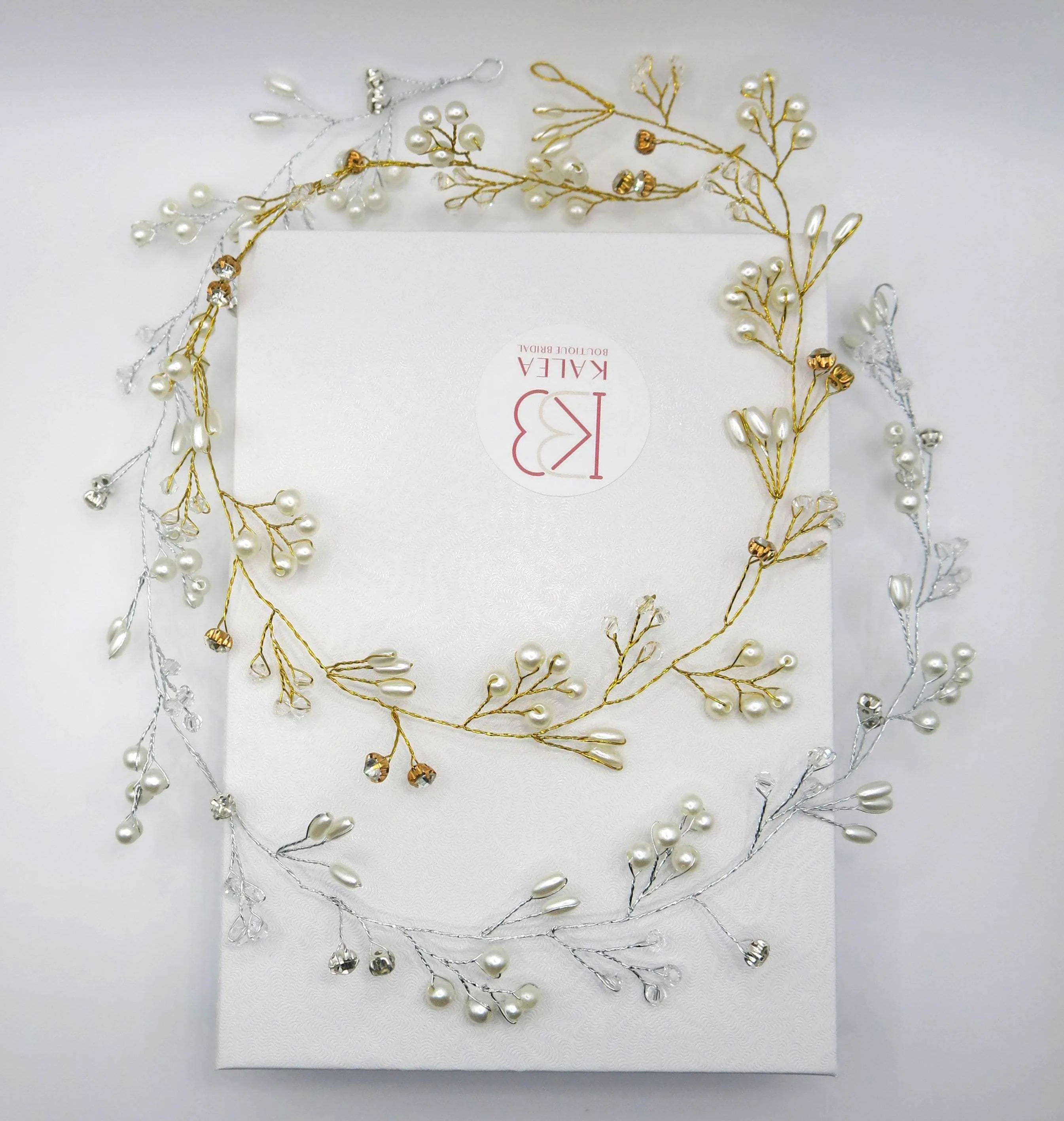Bridal Pearl Wire Hair Vine, Wedding Headband Tiara, Pearl Leaf Wire Head Wreath, Wedding Pearl Headpiece