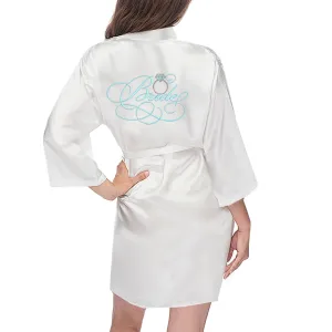 Bridal Satin Robe with Wedding Ring - KNEE LENGTH