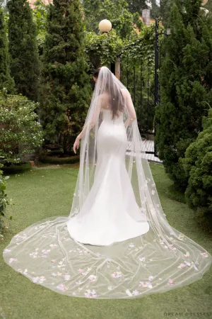 Bridal Veil with 3D Flowers (#ESIYA)