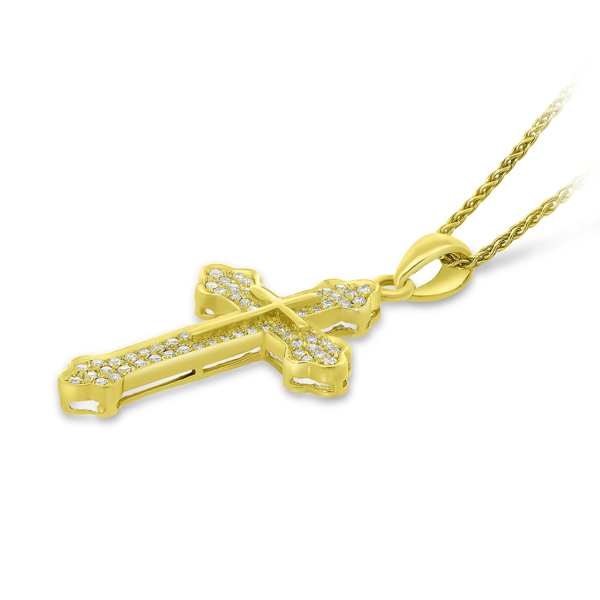 Budded Edge Diamond Cross Pendant - .40 Carat