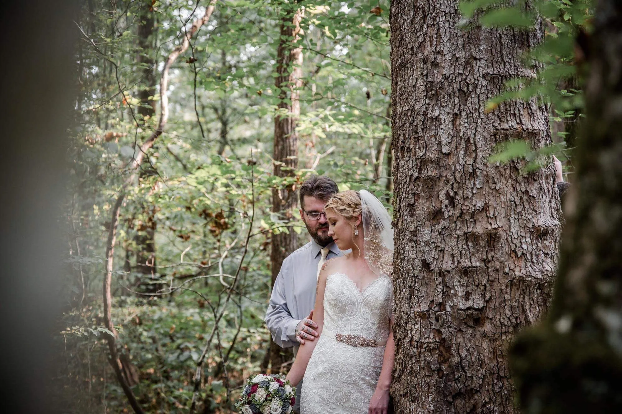 Burgundy, Charcoal, and Ivory Bouquet with Greenery