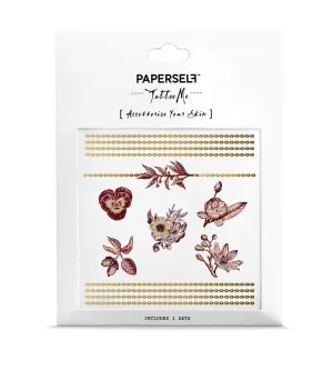Burgundy Garden Chain Bracelet Temporary Tattoo