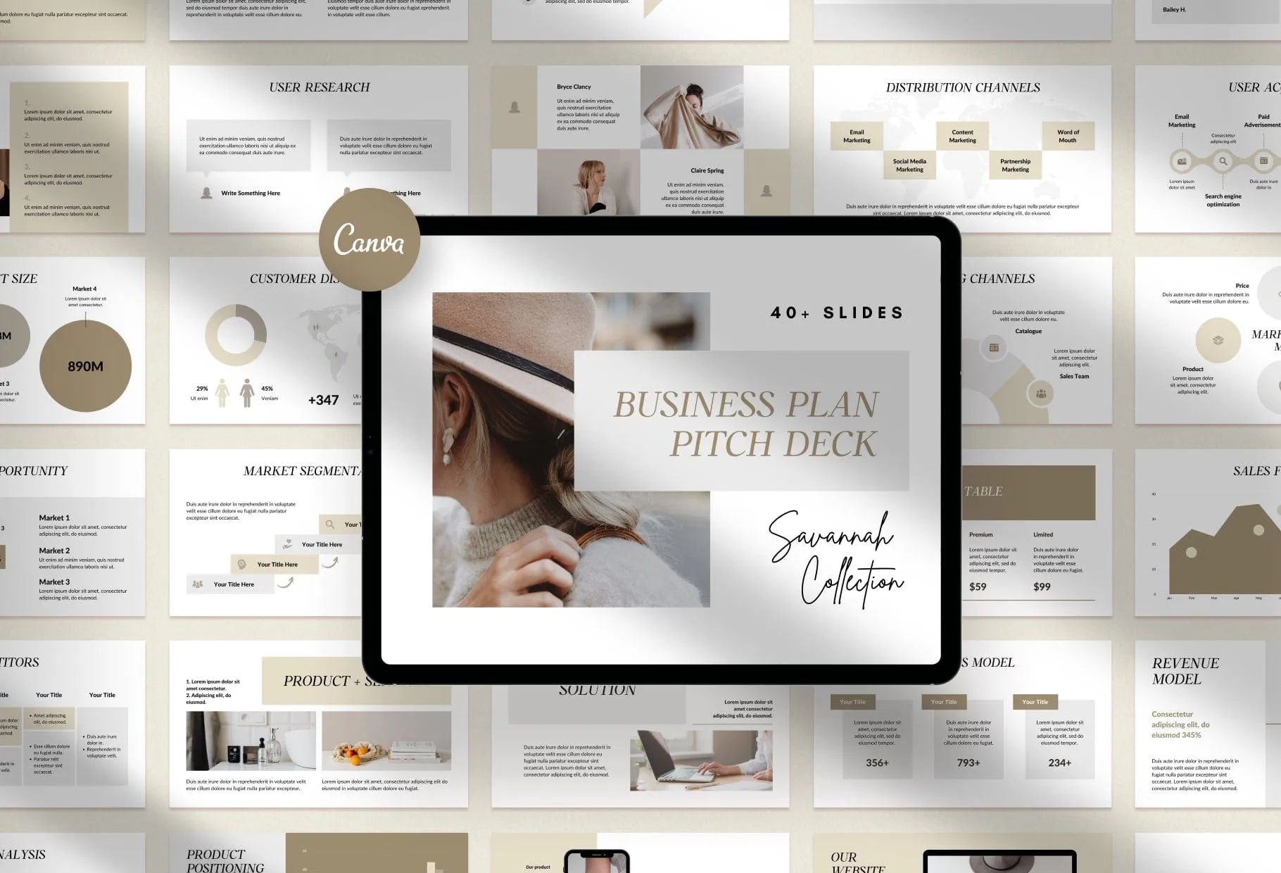 Business Plan Presentation Savannah Collection Fully Editable Canva Template