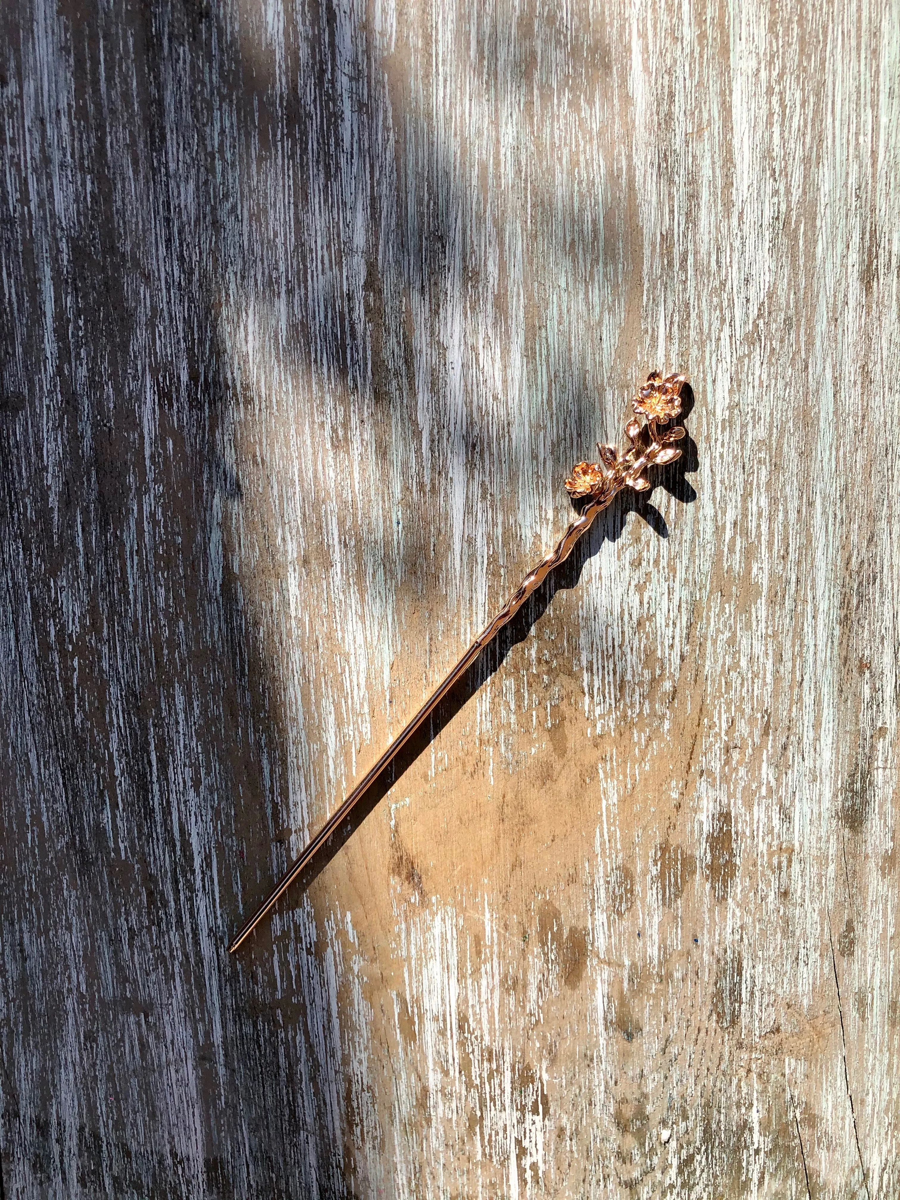Cherry blossom Gold Hair Stick