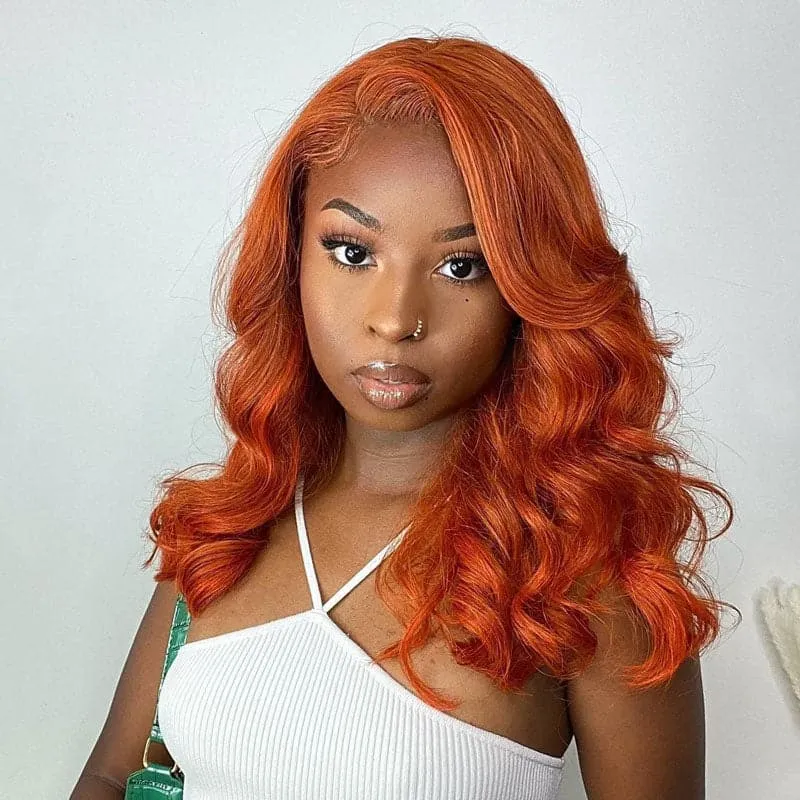 Chloe Burnt Orange Brazilian Body Wave 13x4 Lace Front Wig